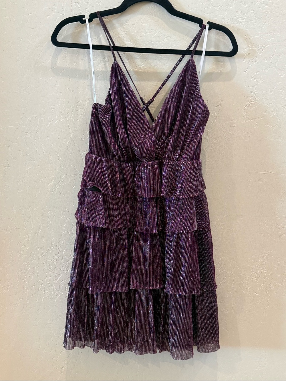 Lulu's Metallic Plum and Silver Strappy Party Dress #P288